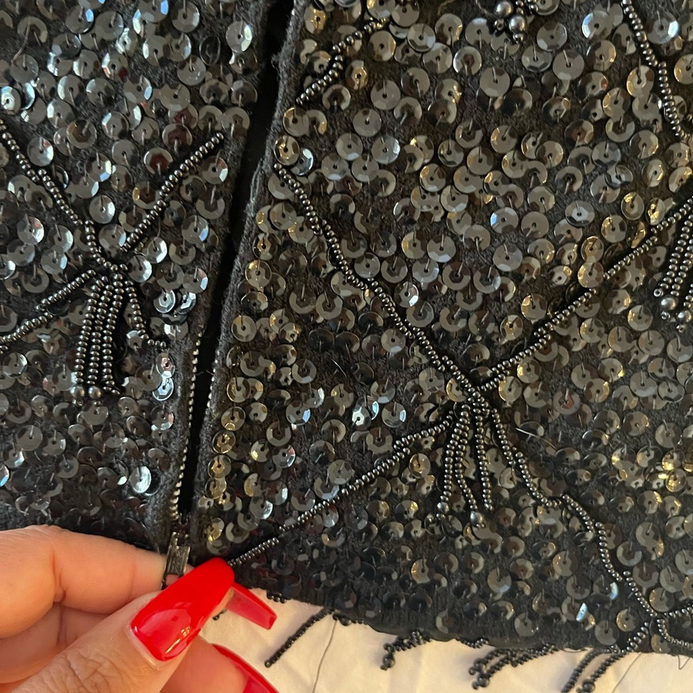 Black Sequence Top With Zipper - image 3